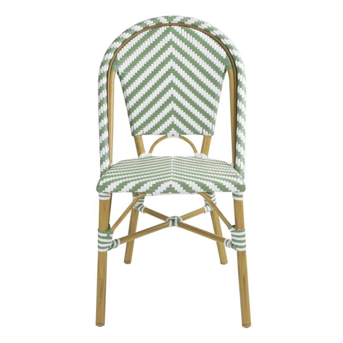 Bolero Parisian Style Rattan Side Chairs Light Green (2 Pack)