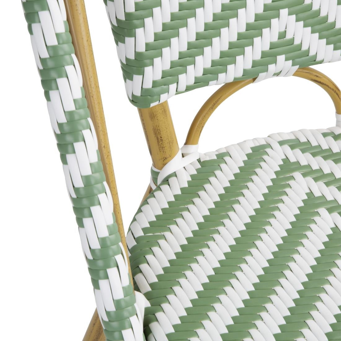 Bolero Parisian Style Rattan Side Chairs Light Green (2 Pack)