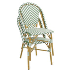 Bolero Parisian Style Rattan Side Chairs Light Green (2 Pack)
