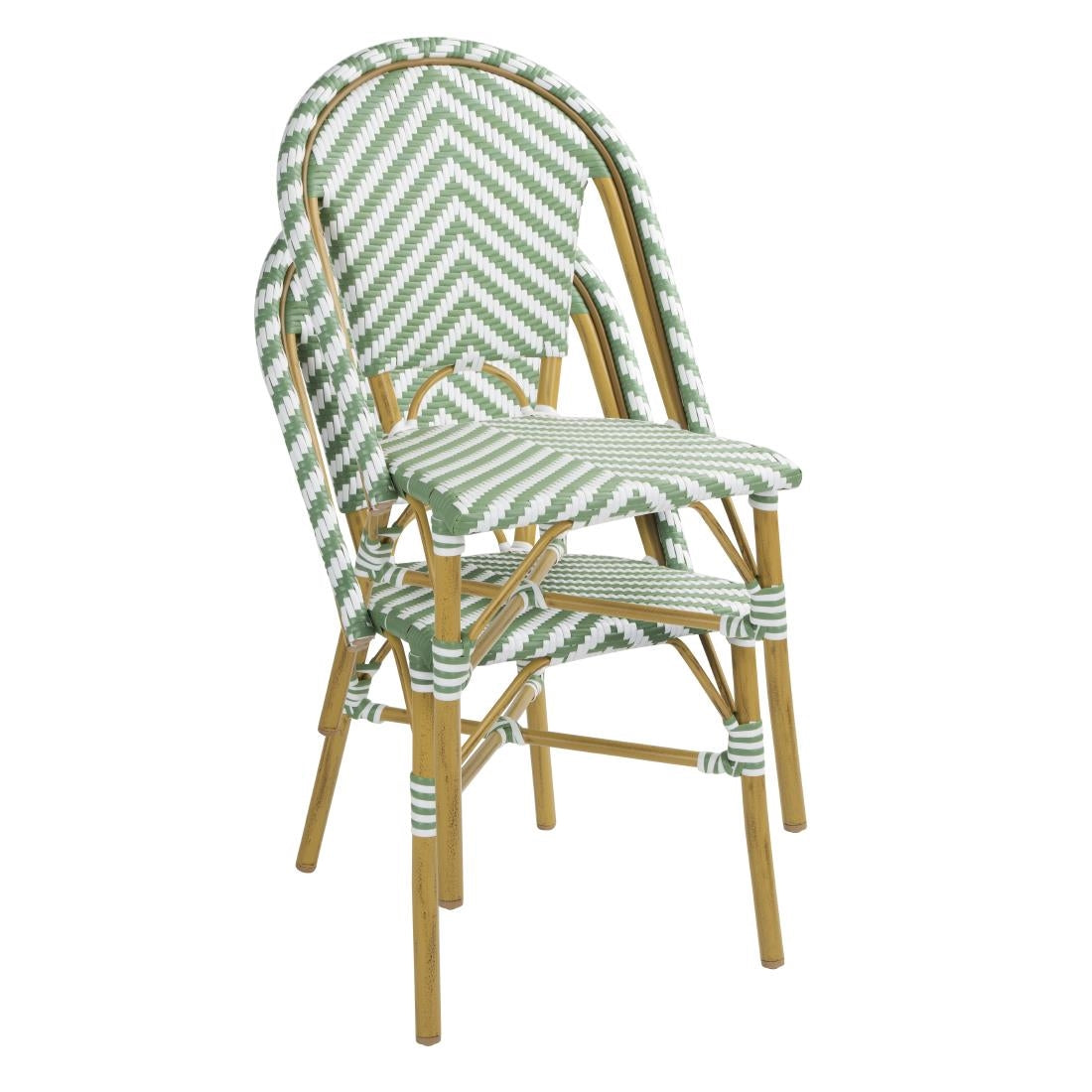 Bolero Parisian Style Rattan Side Chairs Light Green (2 Pack)