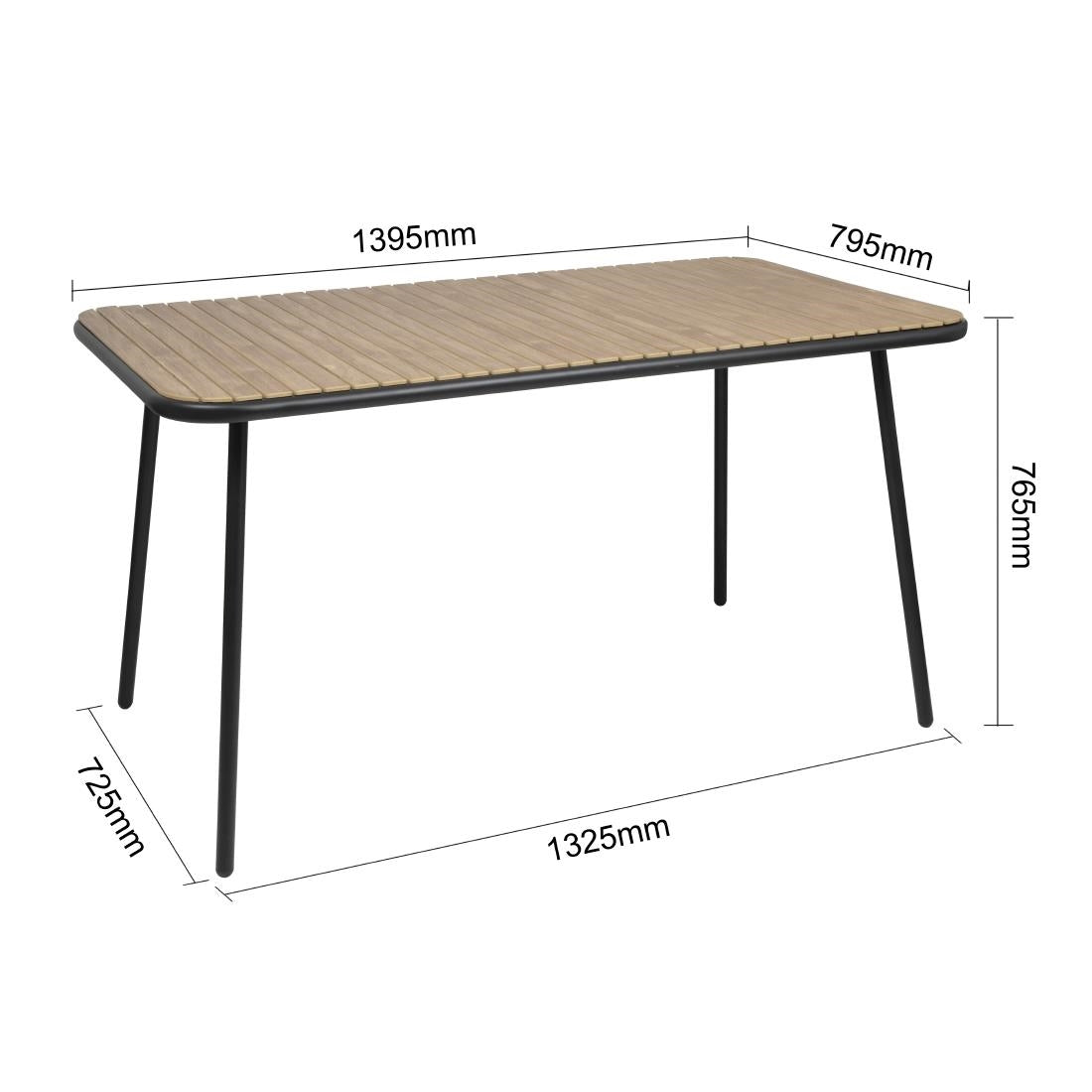 Bolero Santorini Rectangular Table Wood Effect 1400x798mm