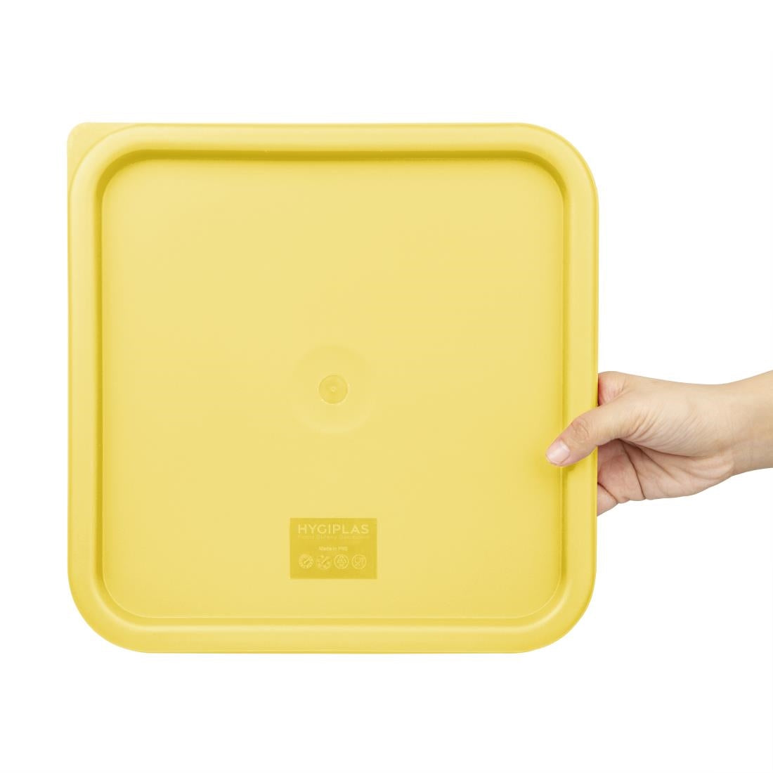 Hygiplas Square Food Storage Container Lid Yellow Large