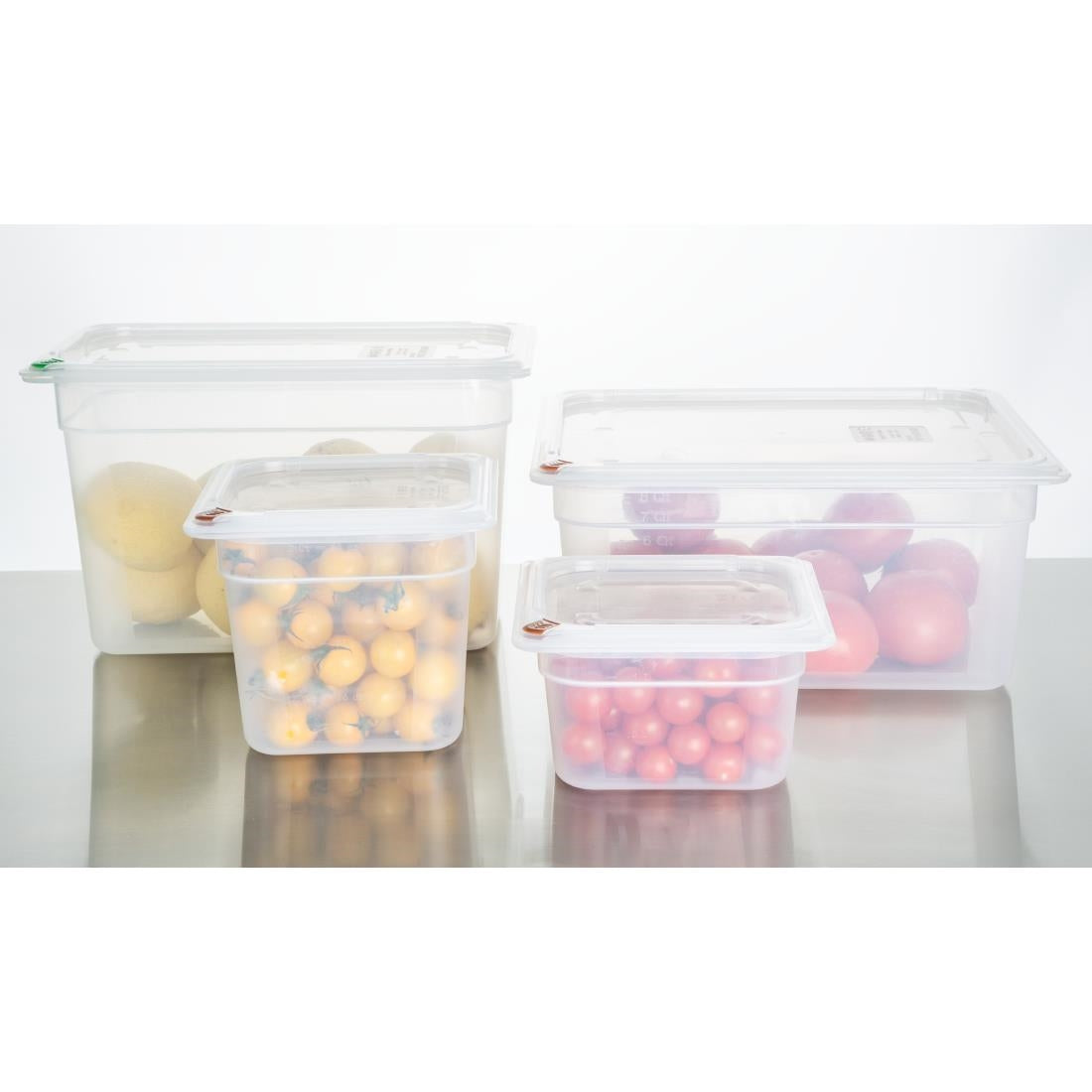 Hygiplas Click PP GN Container 1/9 with Lid & 7 Colour Clips 100mm 0.85Ltr (4 Pack)