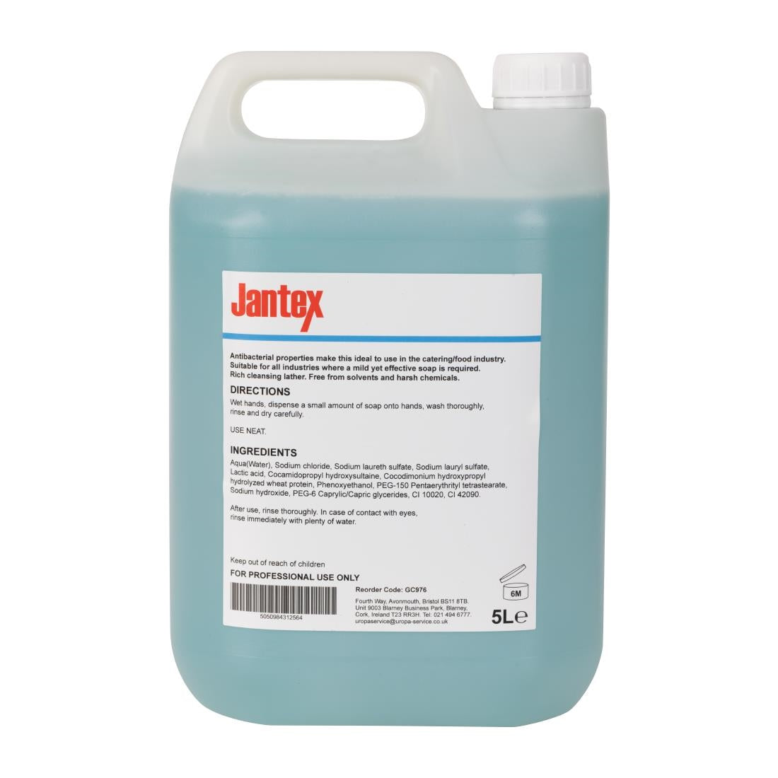 Jantex Unperfumed Antibacterial Liquid Hand Soap 5Ltr