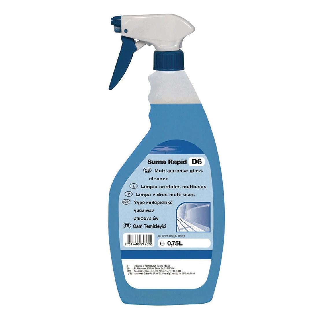Diversey Suma Rapid D6L Glass and Stainless Steel Cleaner Ready To Use 750ml