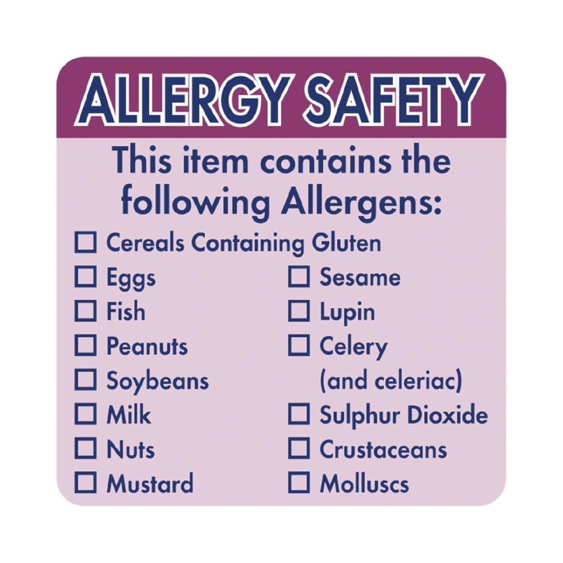 Hygiplas Allergen Food Labels (500 Pack)