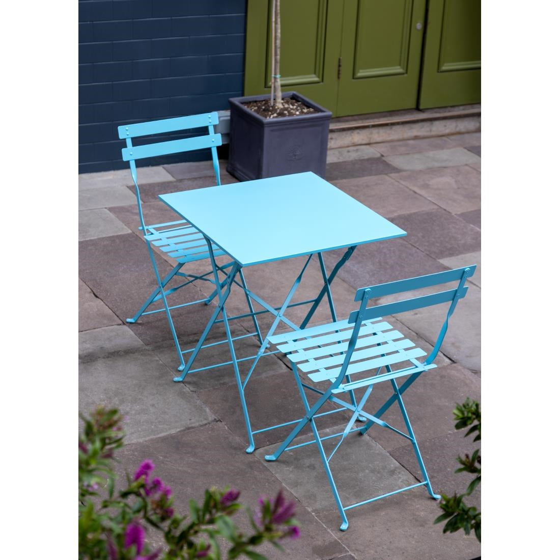 Bolero Perth Pavement Style Square Table Blue 600x600mm