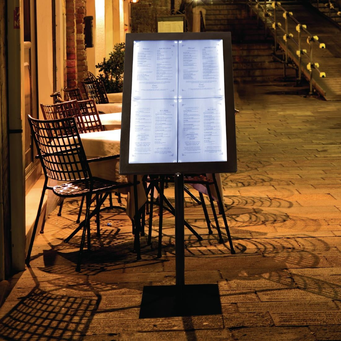 Securit LED Menu Display Case Black