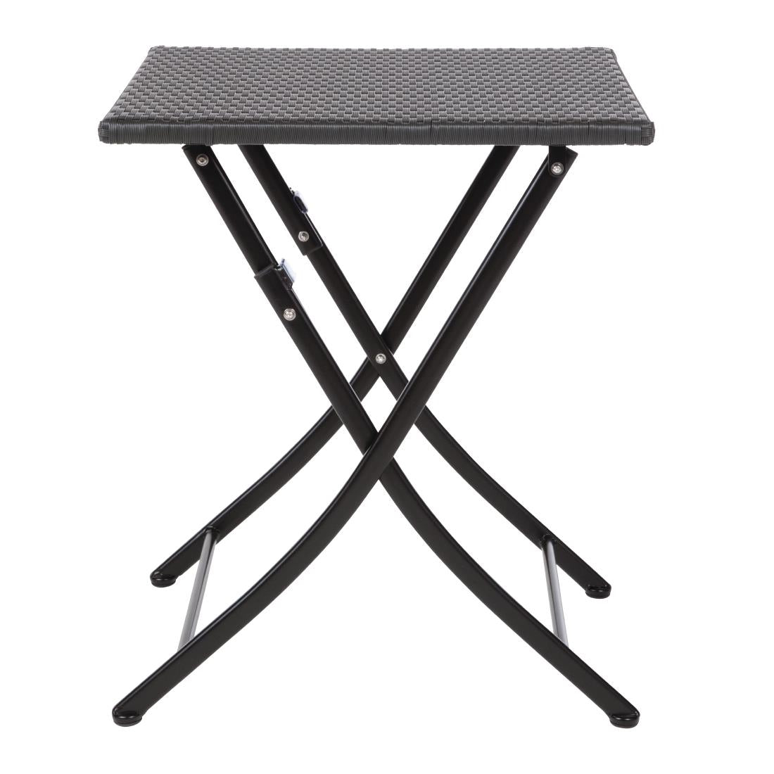 Bolero Square PE Wicker Folding Table Black 600x600mm