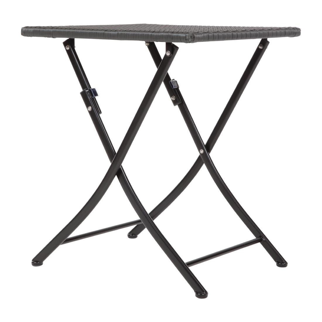 Bolero Square PE Wicker Folding Table Black 600x600mm