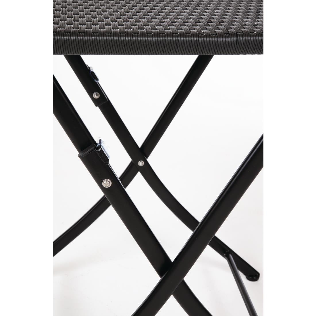 Bolero Square PE Wicker Folding Table Black 600x600mm
