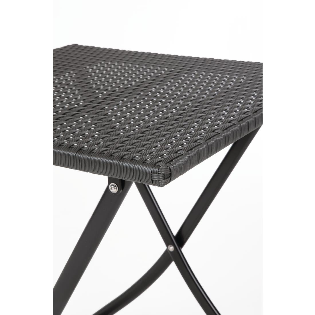 Bolero Square PE Wicker Folding Table Black 600x600mm