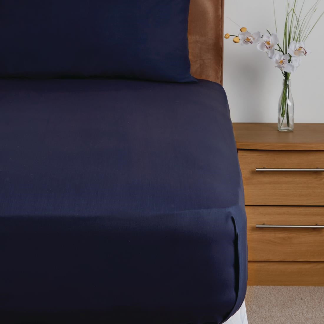 Mitre Essentials Temir Flat Sheet Navy Double