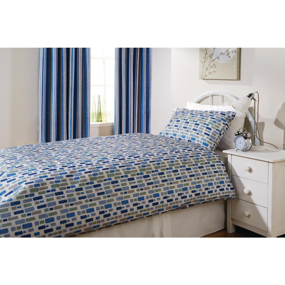 Essentials Florence Duvet Cvrs Pebble Cobalt - Single 137x203cm