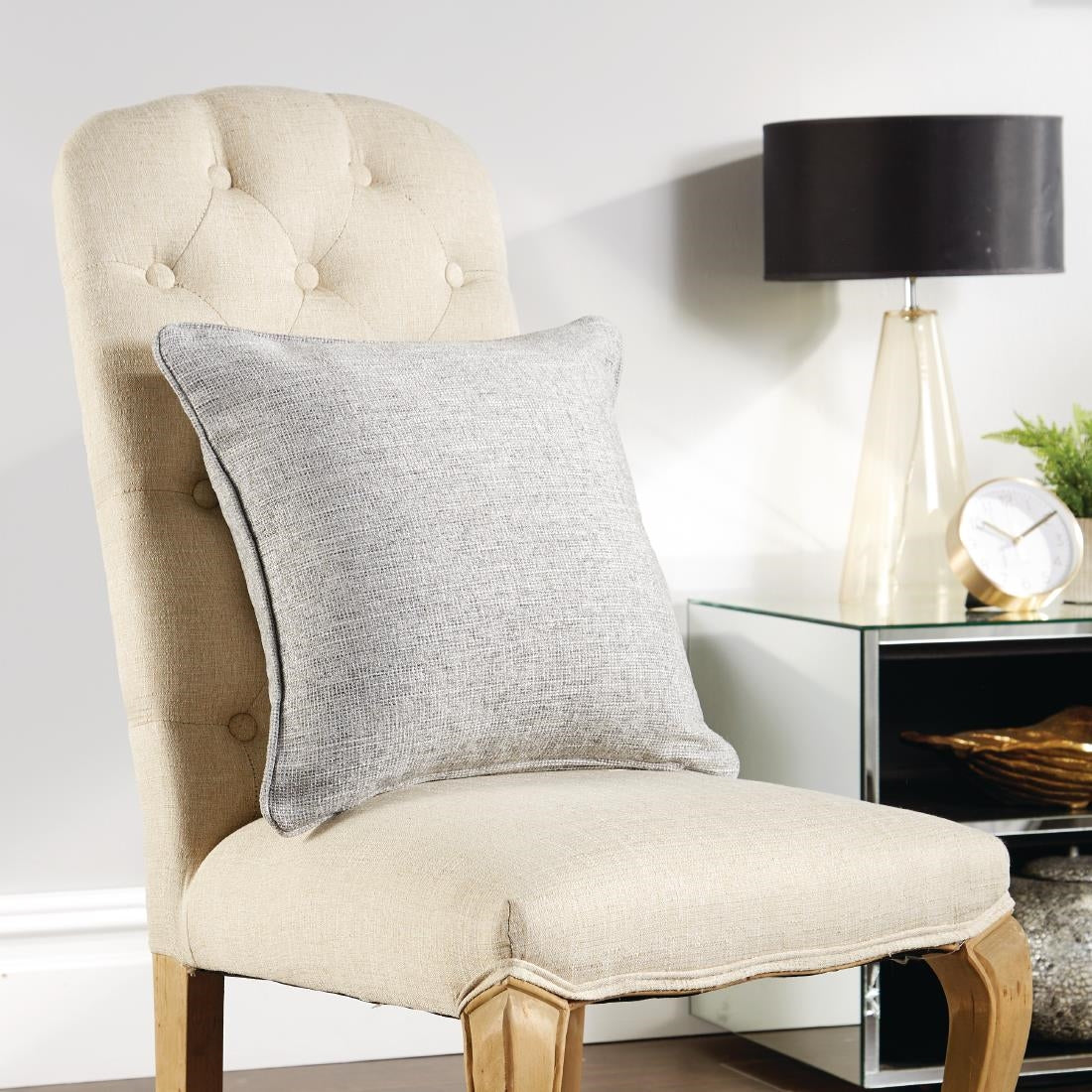 POLARIS 43x43cm Self Piped Cushion (includes Pad) - SMOKE