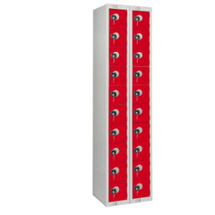 20-Door Personal Effects Locker – Red, Coin Return Lock