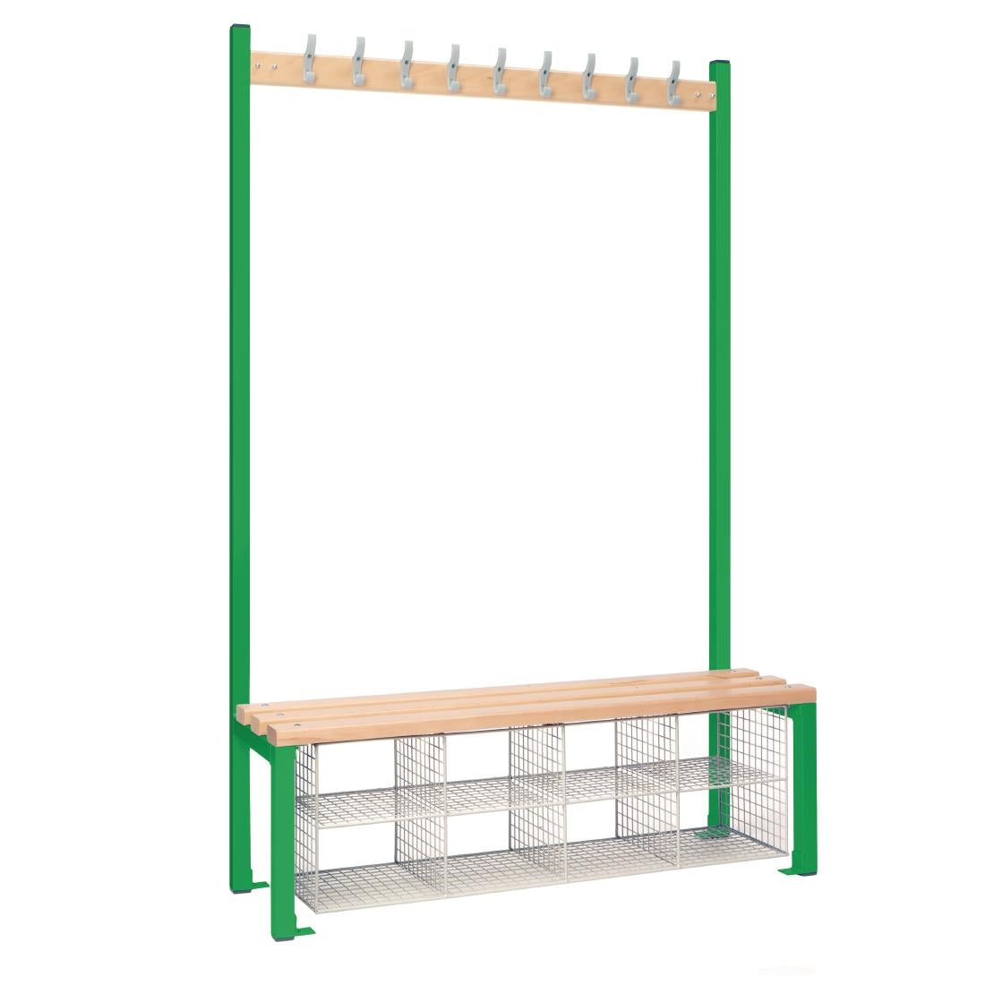 Single-Sided Island Seating with Mesh Basket Green 1200mm