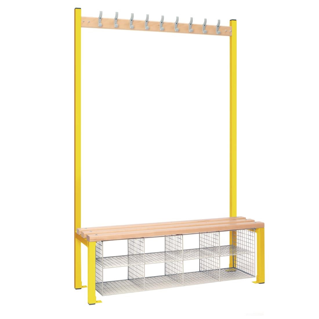 Single-Sided Island Seating with Mesh Basket Yellow 1200mm