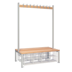 Double-Sided Island Seating with Mesh Basket Grey 1200mm