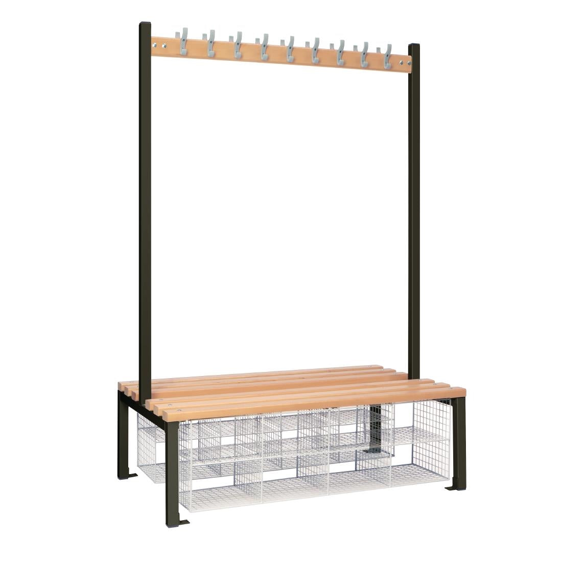 Double-Sided Island Seating with Mesh Basket Black 1200mm