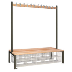 Double-Sided Island Seating with Mesh Basket Dark Grey 1500mm