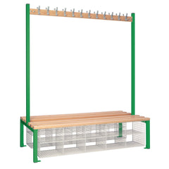 Double-Sided Island Seating with Mesh Basket Green 1500mm