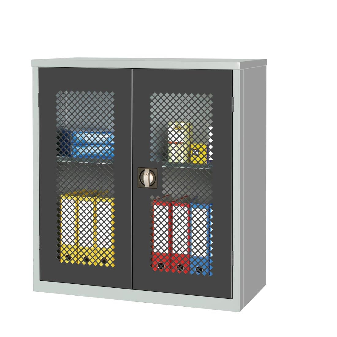 Small Mesh-Fronted Stock Control Cupboard Dark Grey