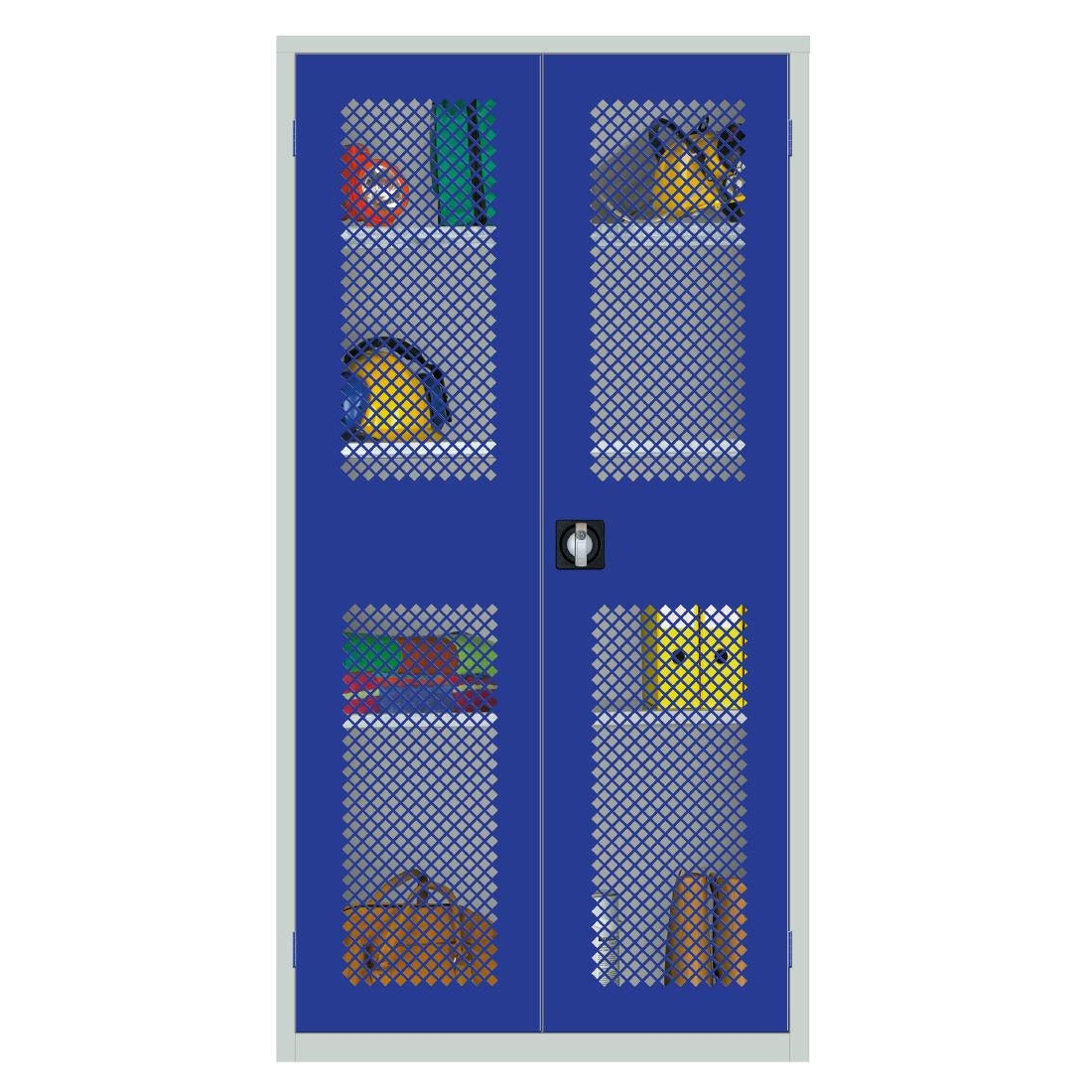 Large Mesh-Fronted Stock Control Cupboard Blue