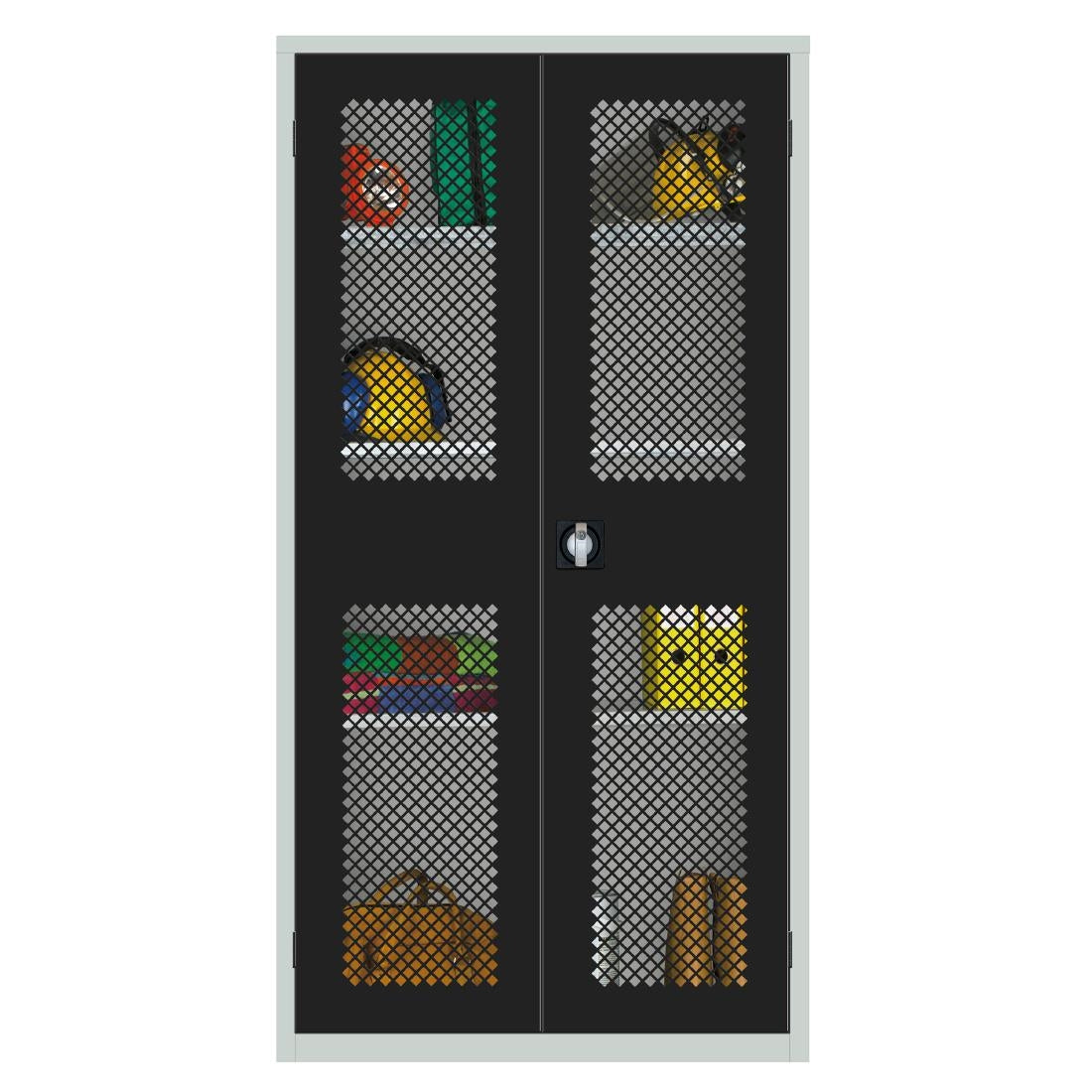 Large Mesh-Fronted Stock Control Cupboard Black