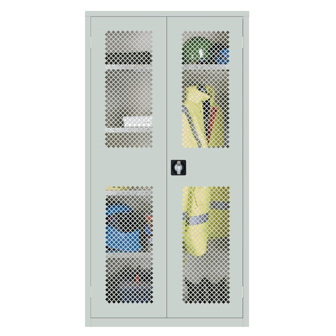 Clothing and Equipment Mesh-Fronted Cupboard Grey