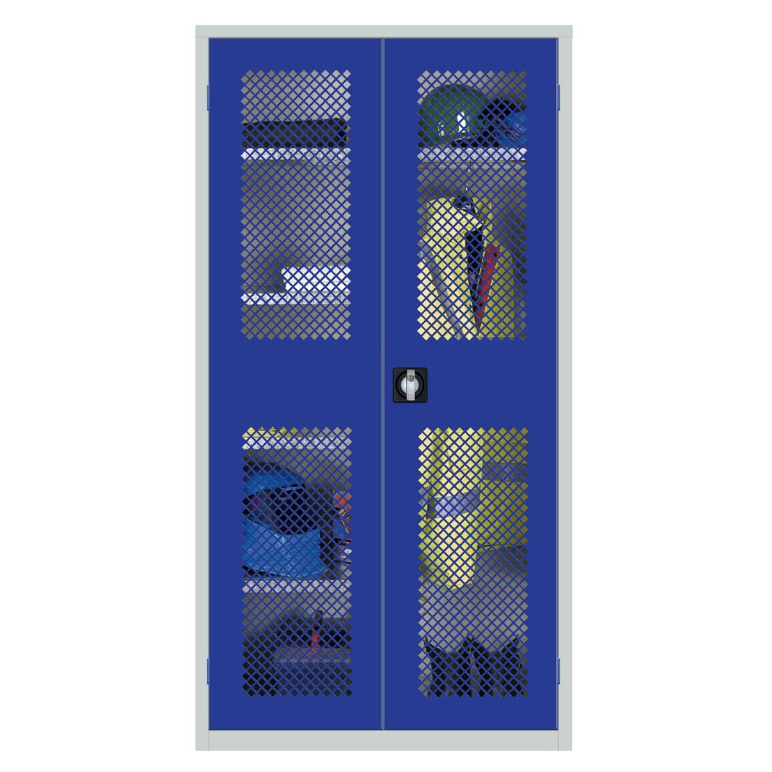Clothing and Equipment Mesh-Fronted Cupboard Blue