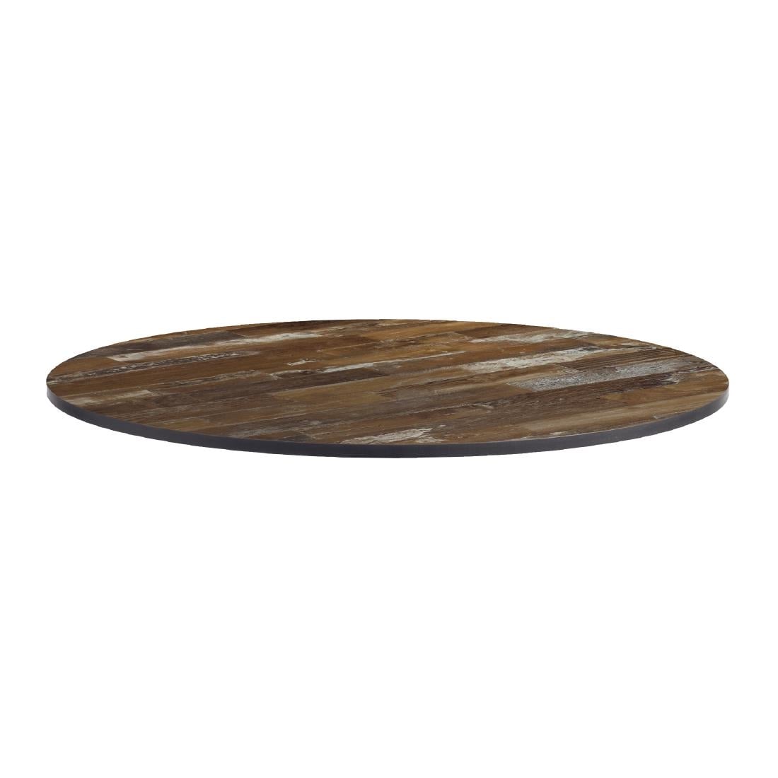 Extrema Round Table Top Planked Vintage Wood 690mm