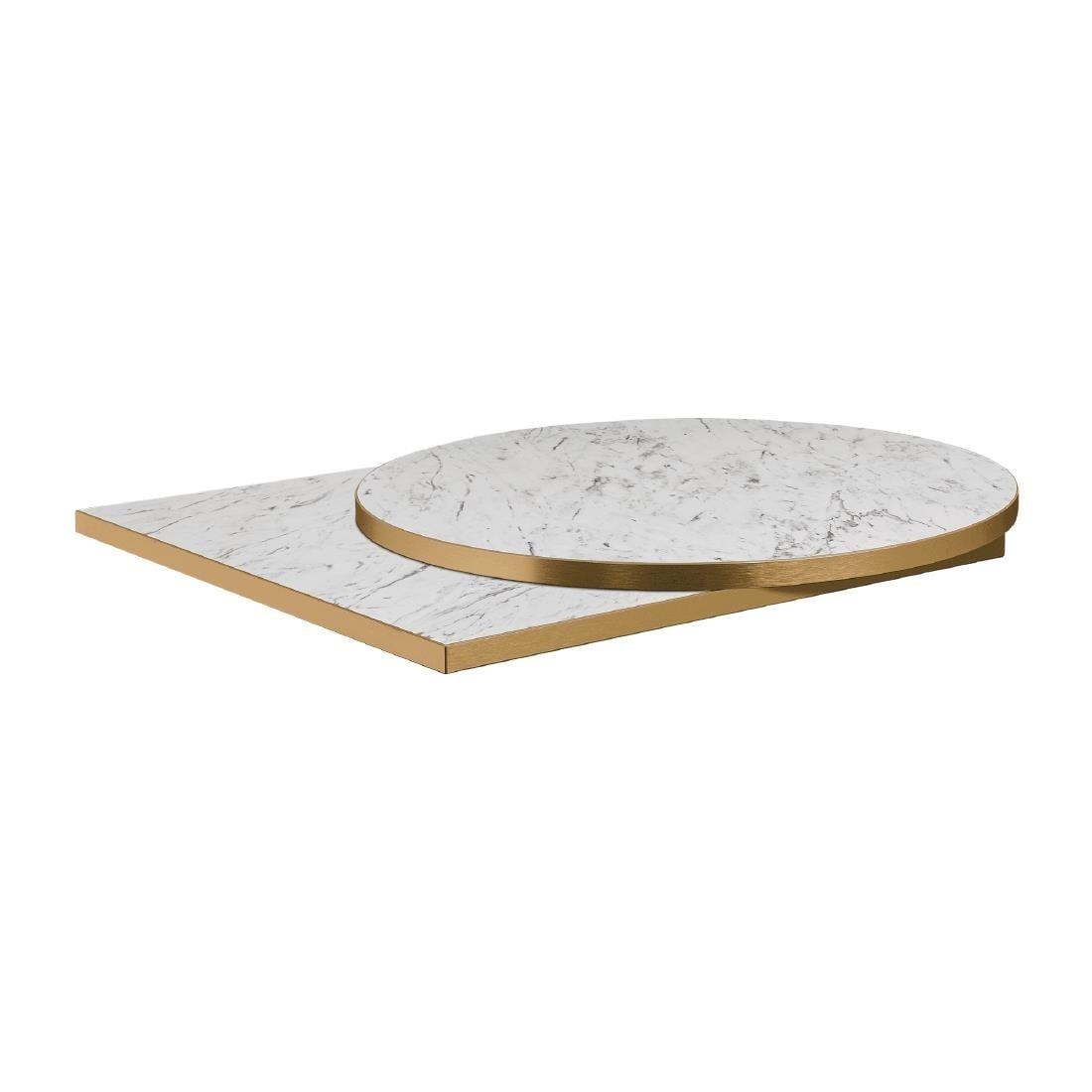 Omega Square Laminate Table Top White Carrara Marble 700x700mm
