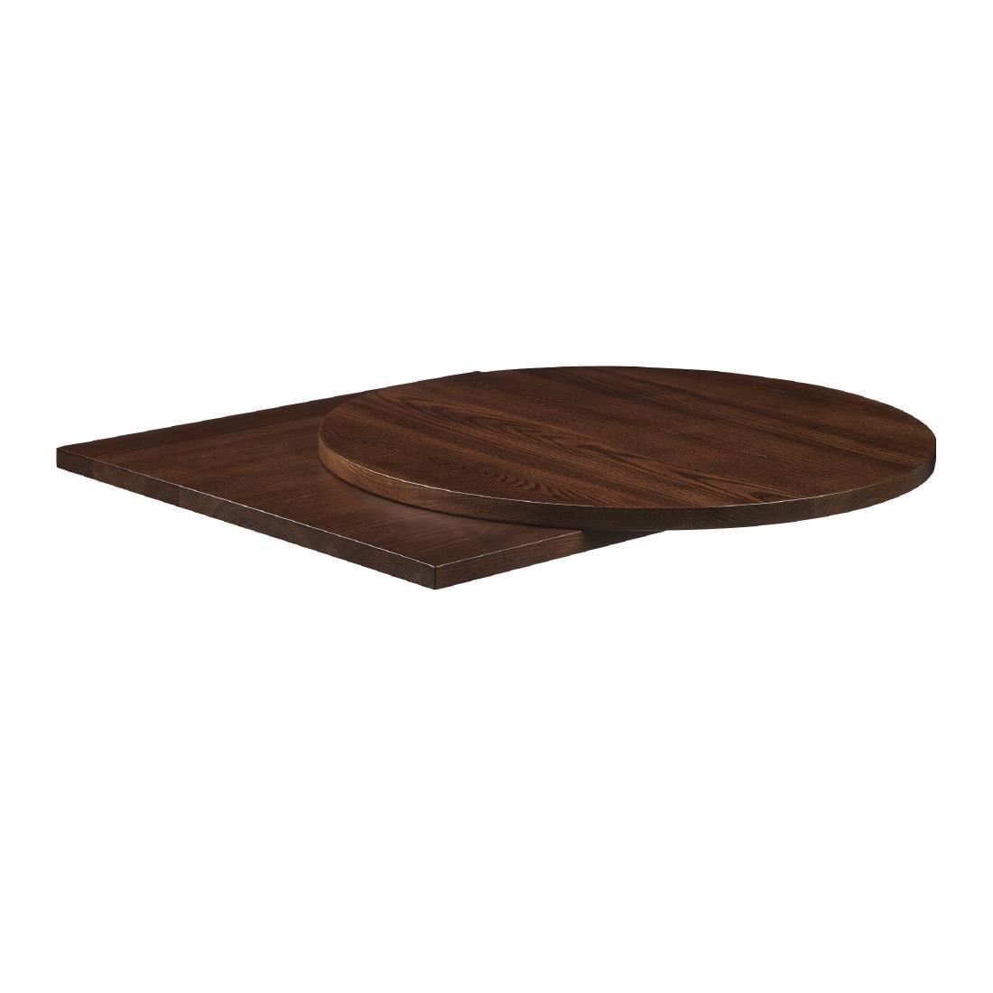Solid Ash Round Table Top Dark Walnut 900mm