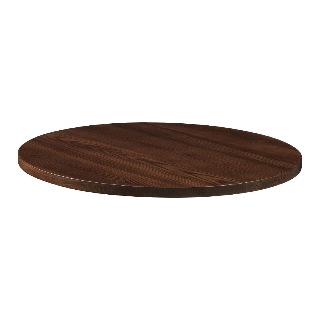Solid Ash Round Table Top Dark Walnut 750mm