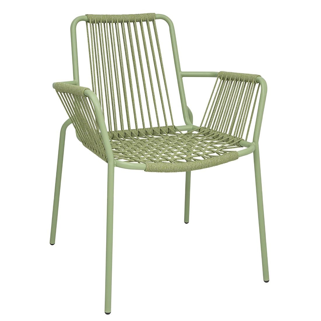 Bolero Melbourne Rope Design Armchairs Light Green (4 Pack)