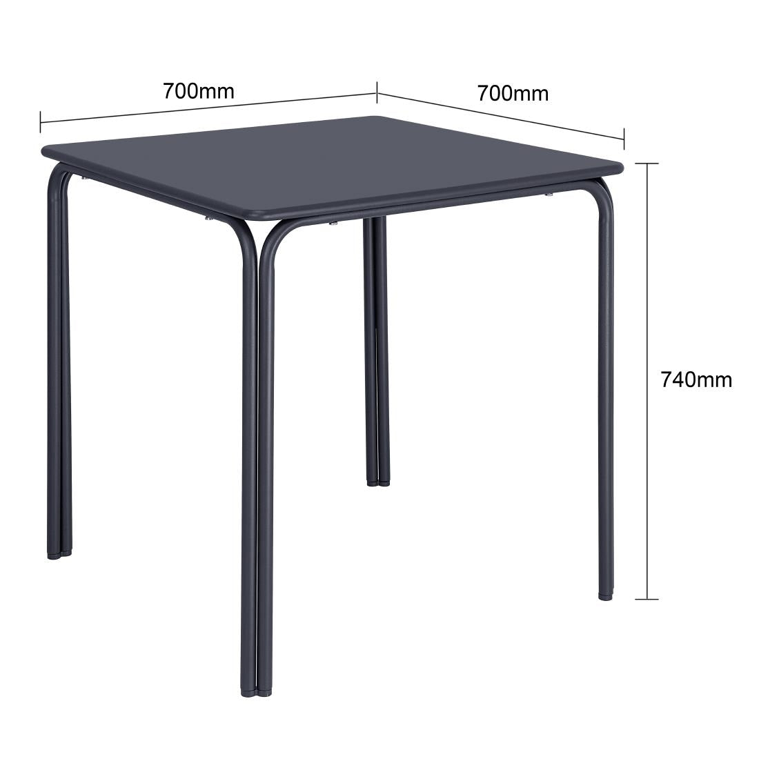 Bolero Adeline Steel Square Table Slate Blue 700x700mm