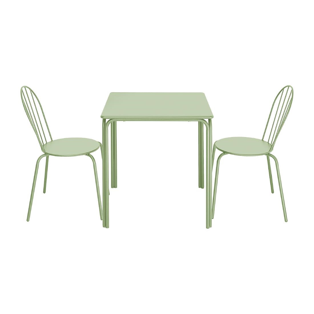 Bolero Adeline Steel Square Table Light Green 700x700mm