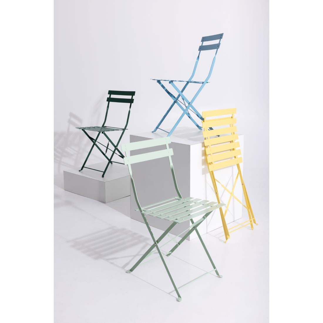 Bolero Perth Pavement Style Folding Chairs Mellow Yellow (2 Pack)