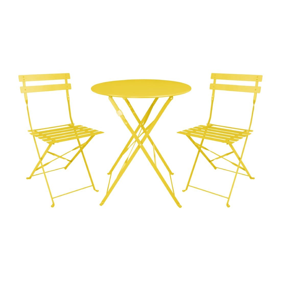 Bolero Perth Pavement Style Folding Chairs Mellow Yellow (2 Pack)