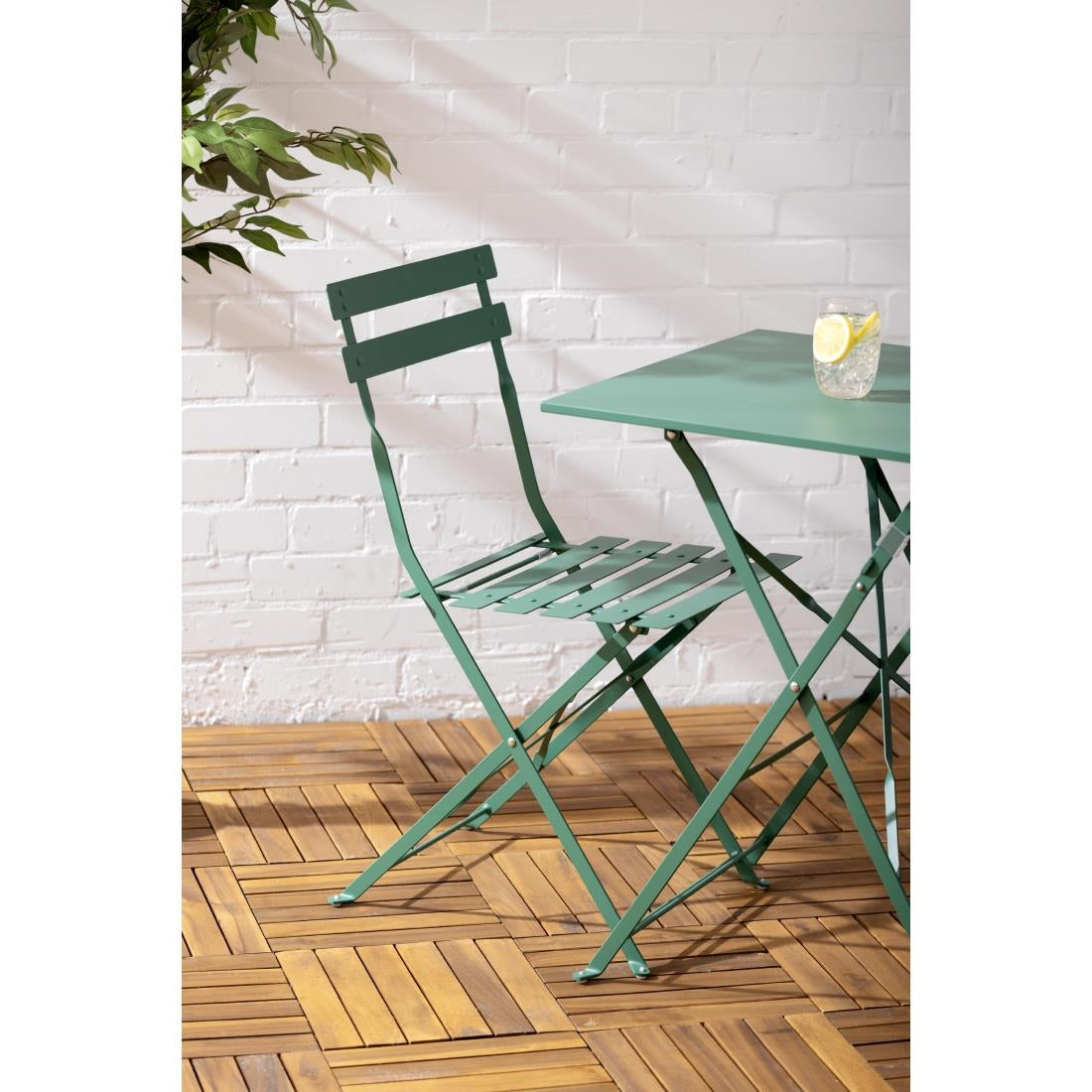 Bolero Perth Pavement Style Square Table Forest Green 600x600mm