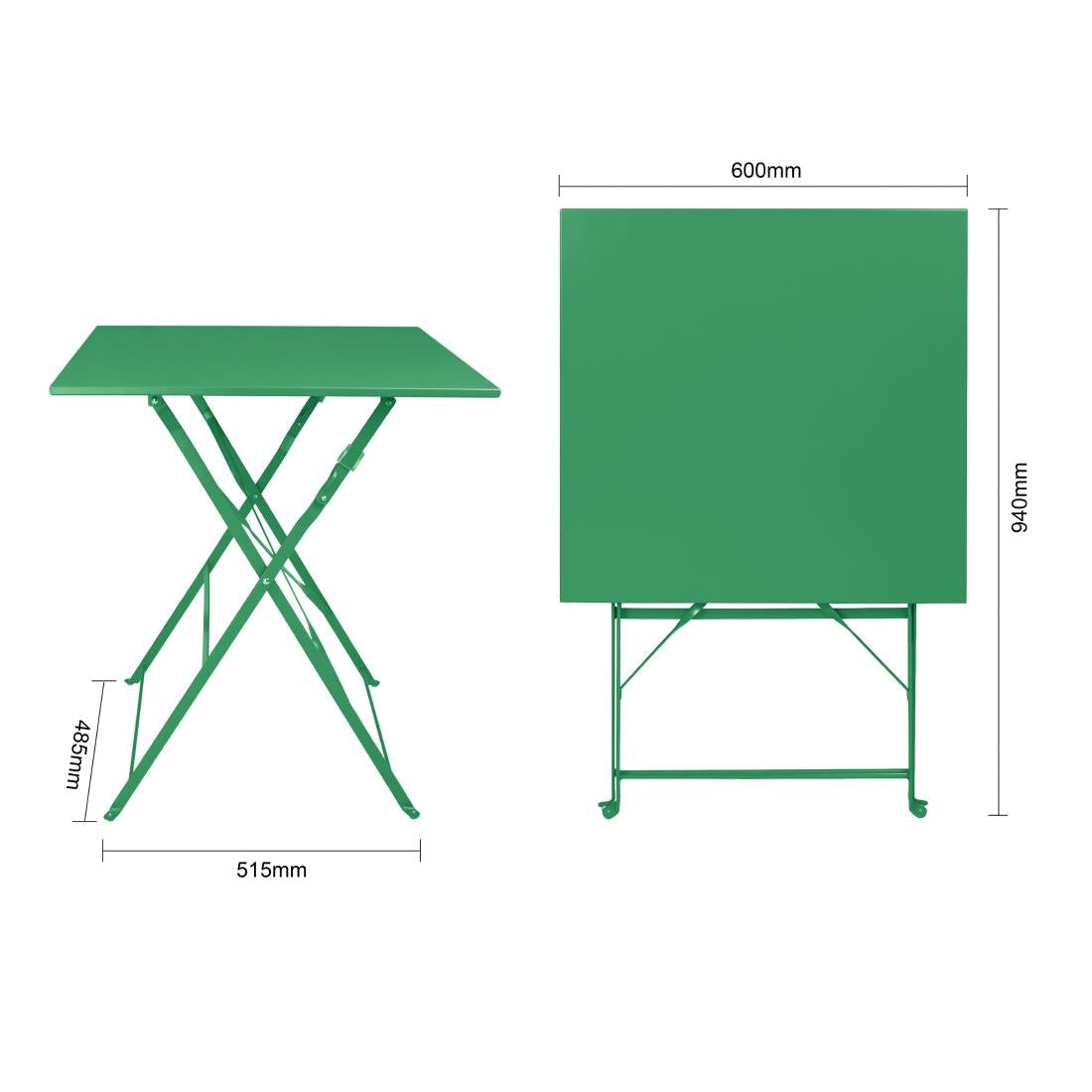 Bolero Perth Pavement Style Square Table Forest Green 600x600mm
