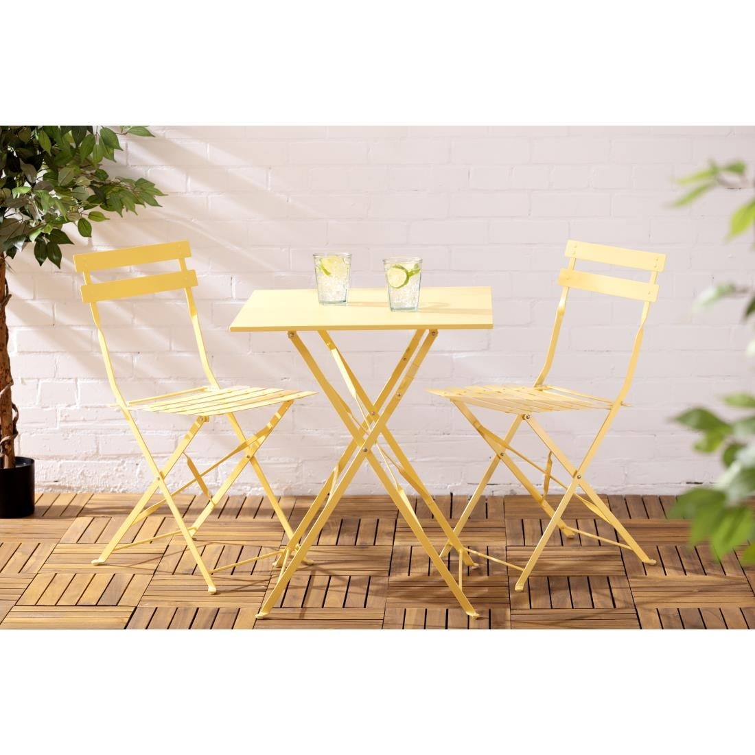 Bolero Perth Pavement Style Square Table Mellow Yellow 600x600mm