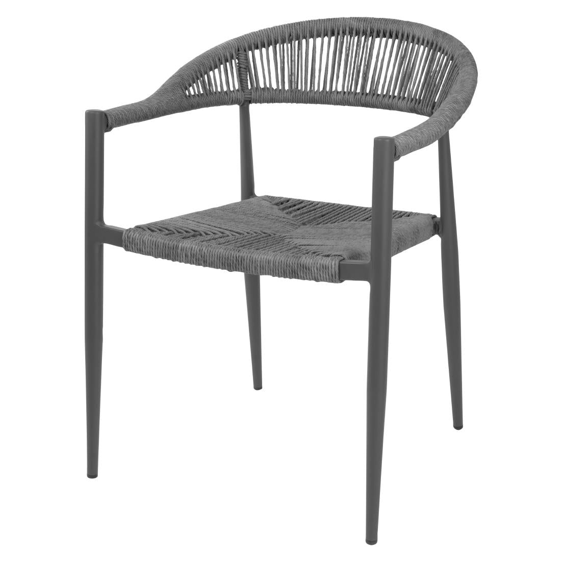 Bolero Eden PE Twist Rattan Outdoor Armchairs Charcoal (4 Pack)