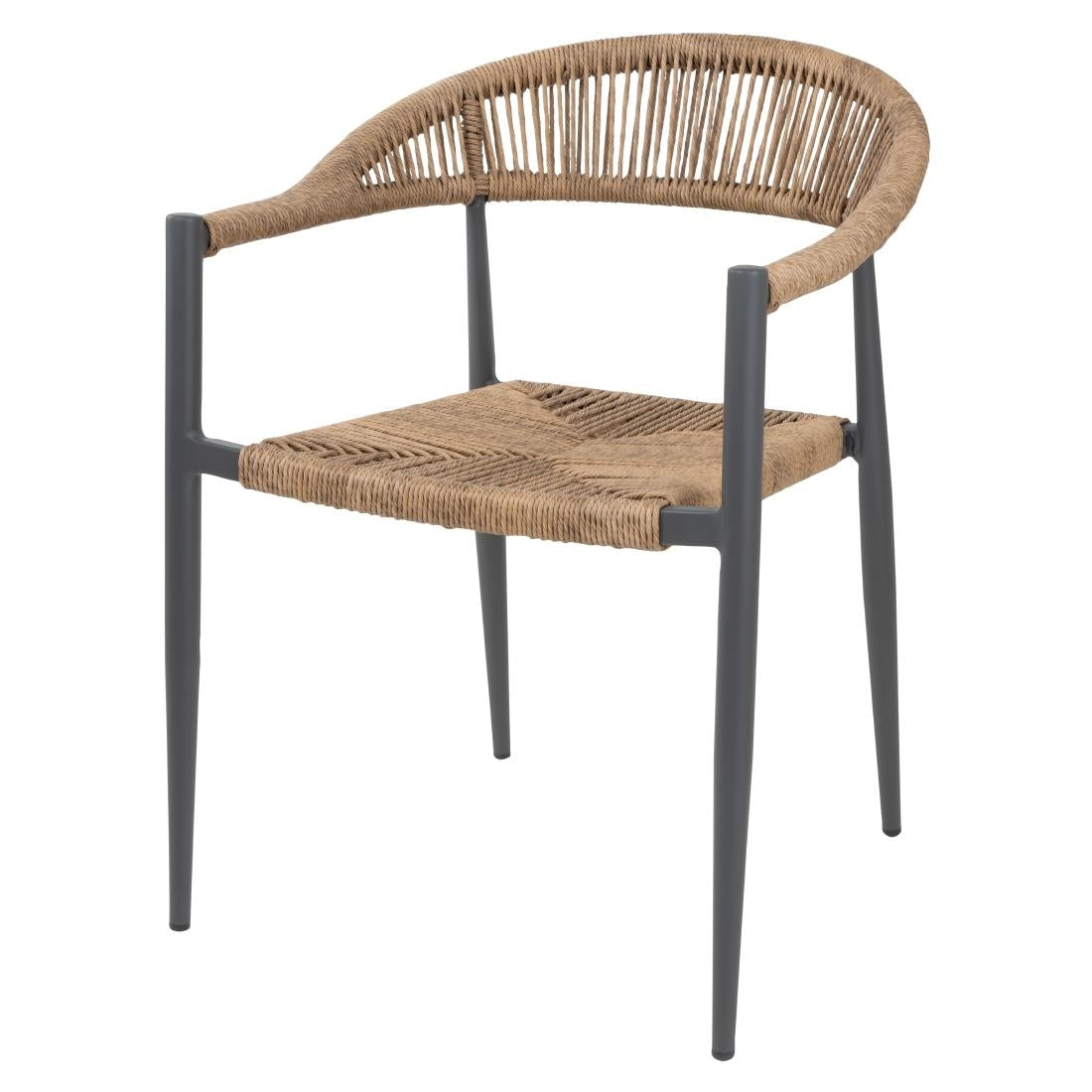 Bolero Eden PE Twist Rattan Outdoor Armchairs Natural (4 Pack)