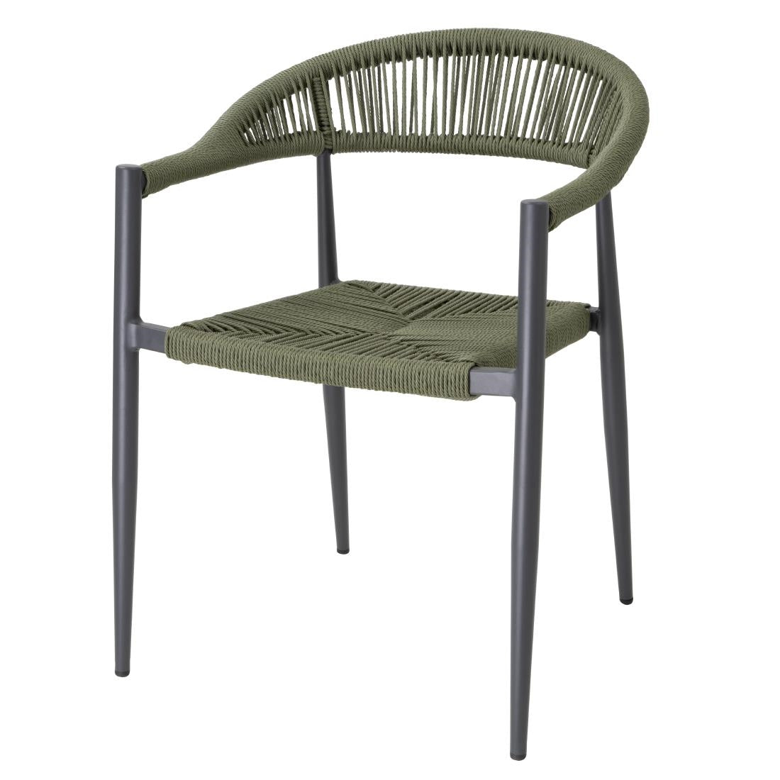 Bolero Eden PE Twist Rattan Outdoor Arm Chair Green (4 Pack)