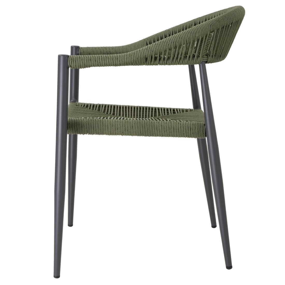 Bolero Eden PE Twist Rattan Outdoor Arm Chair Green (4 Pack)