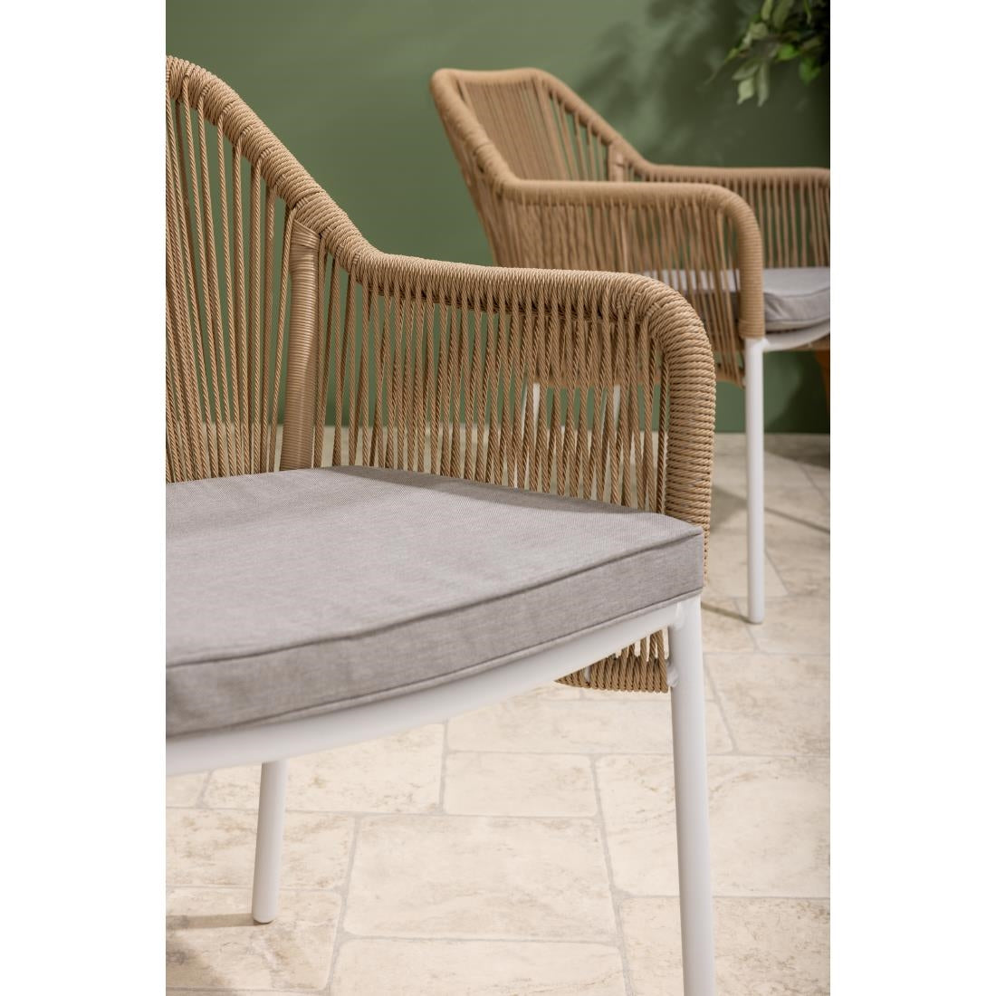 Bolero Bay PE Twist Rattan Outdoor Armchairs Honey (2 Pack)