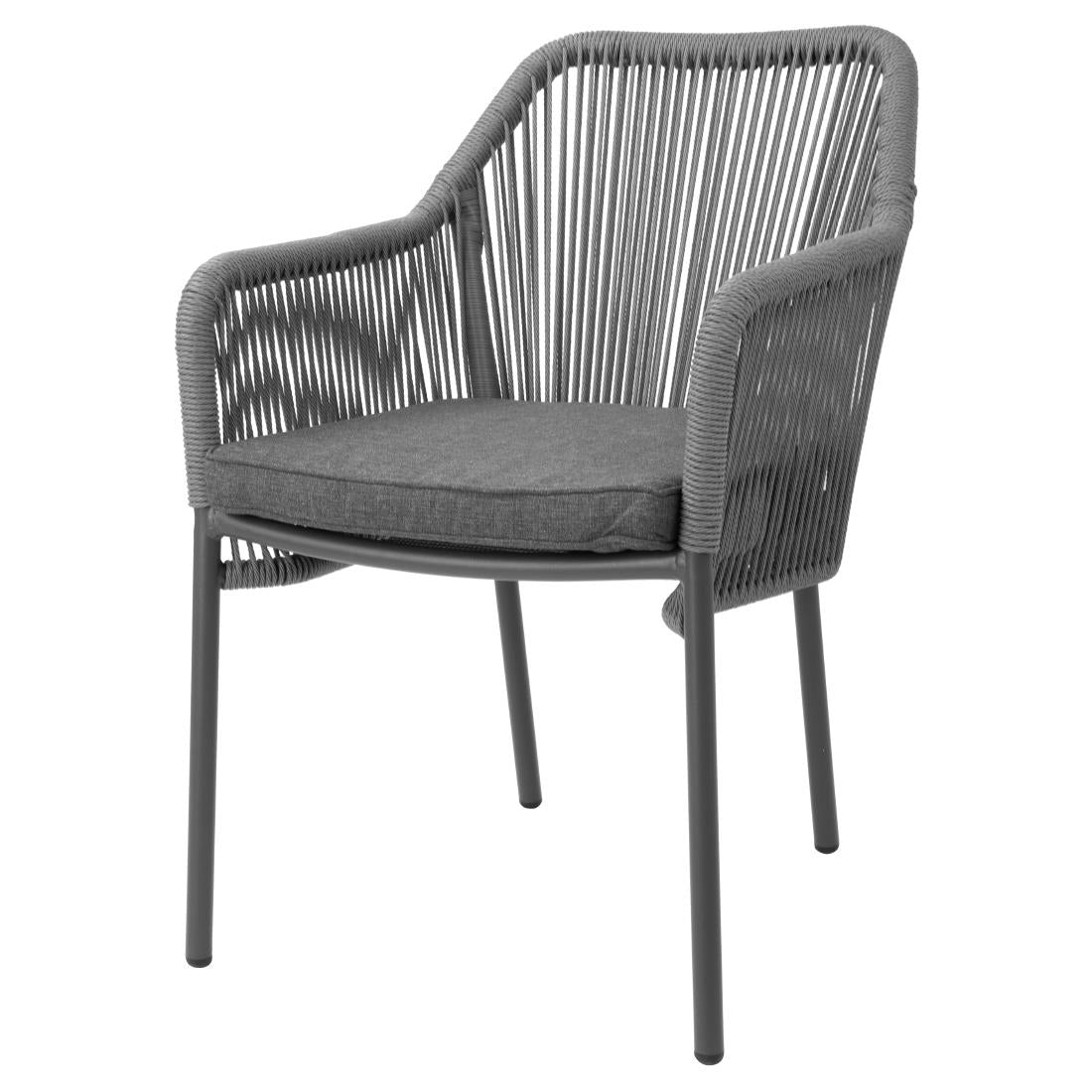Bolero Bay PE Twist Rattan Outdoor Armchair Charcoal (2 Pack)