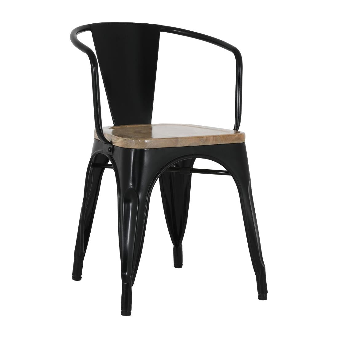 Bolero Bistro Curve Armchairs with Wooden Seats Black (4 Pack)